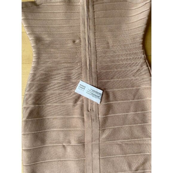 Herve Leger BNWOT womens cap sleeve blush pink midi dress NEW sz Xsmall - Picture 8 of 13